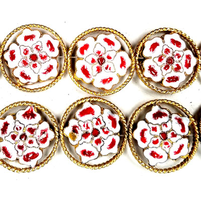 ENAMEL BEGONIA WITH RING 24MM RED